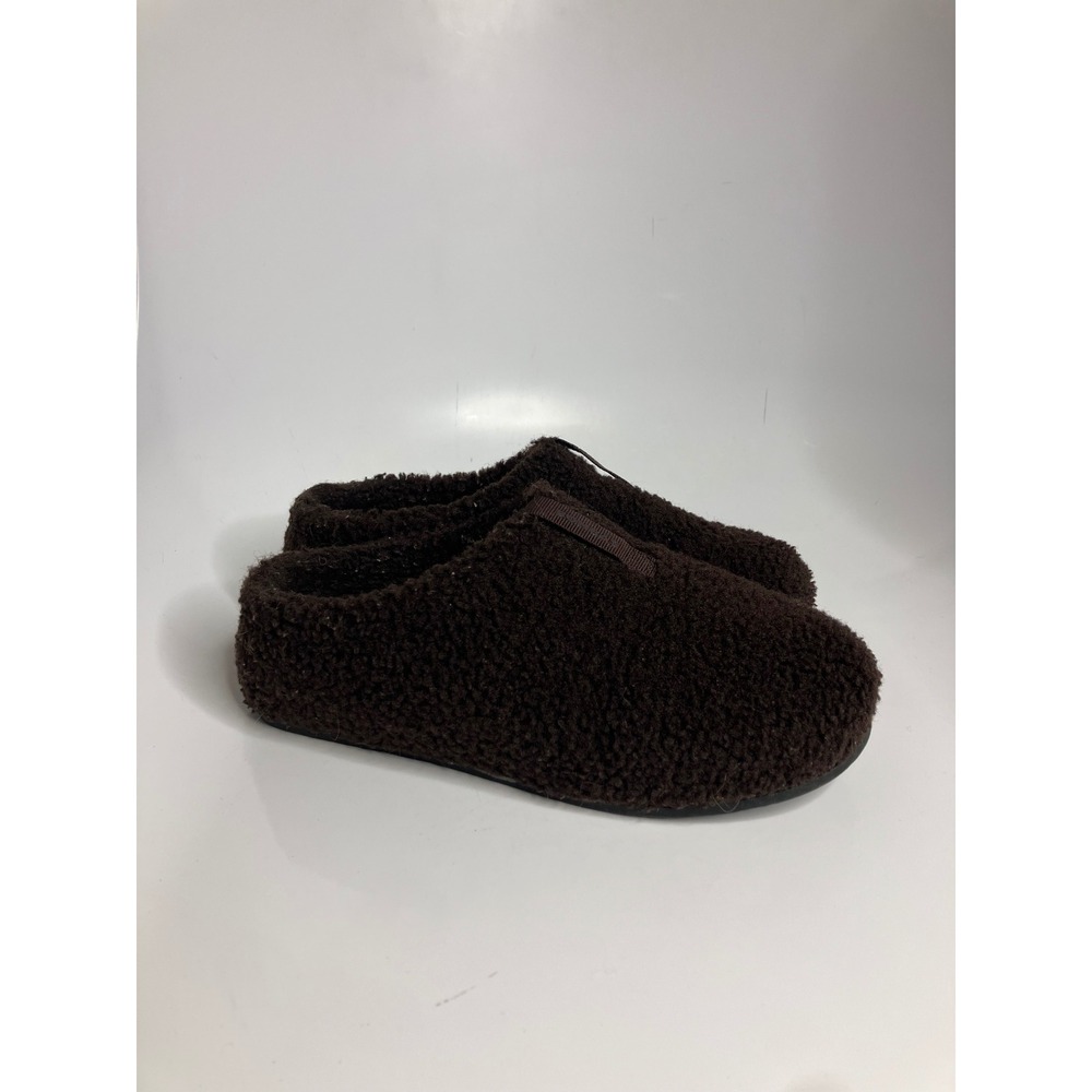 Bombas Gripper Slippers Women Size 7 Brown Excellent Sherpa Fleece House Shoes